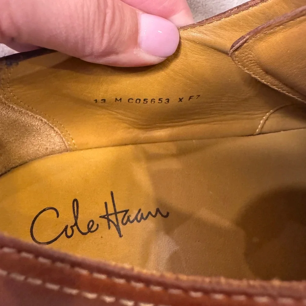 Cole Haan Leather Derby Oxford Shoes‎ Brown Quiet Luxury Preppy Classic Sz 13